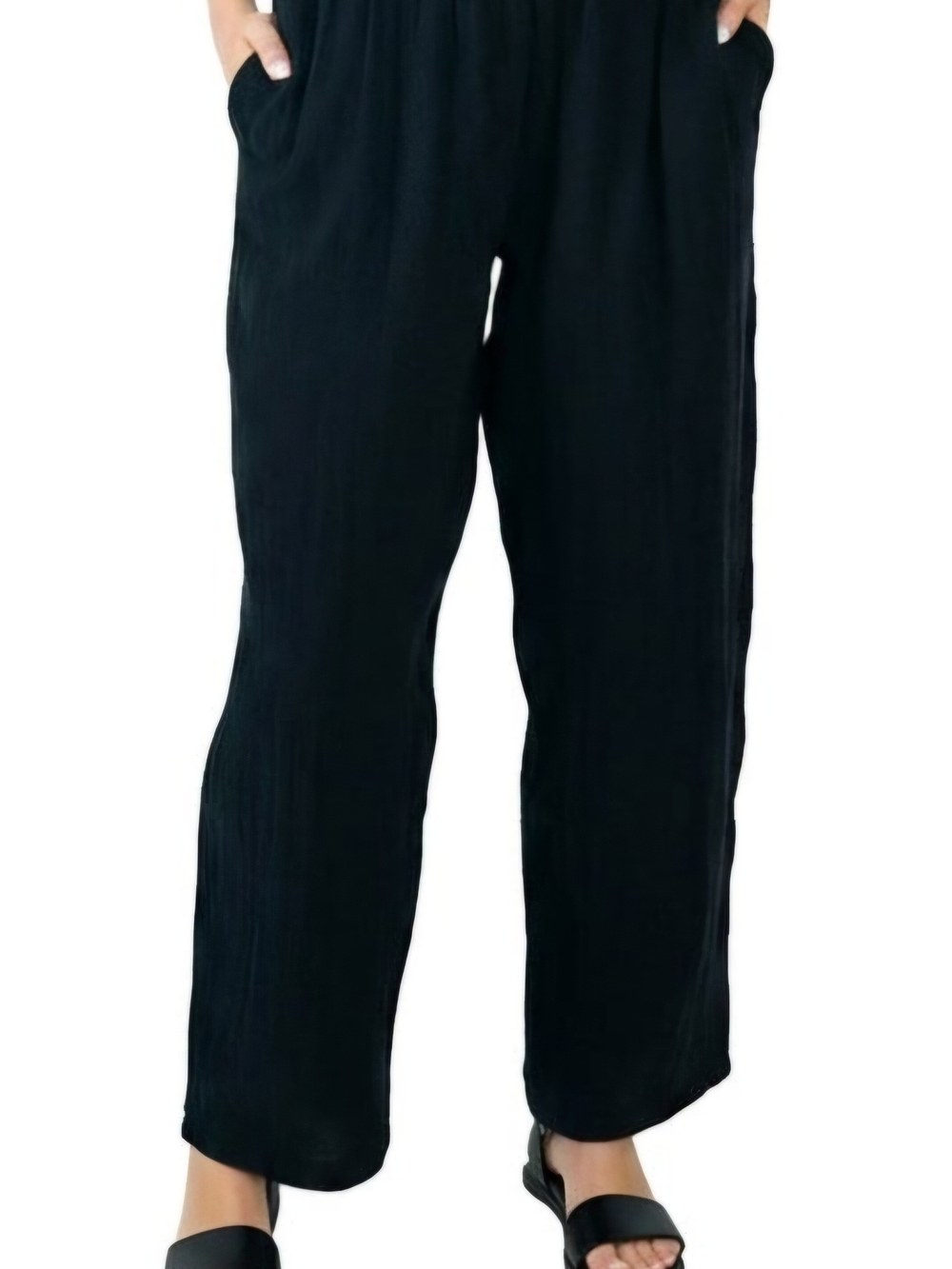 NWT Coldwater Creek Black Wide-Leg Cotton Gauze Pants